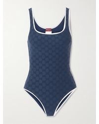 Gucci - Badeanzug Aus Frottee Mit Jacquard-Muster Und Paspeln - Lyst