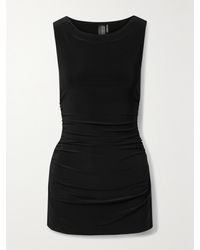 Norma Kamali - Minikleid Aus Stretch-Jersey Mit Raffungen - Lyst
