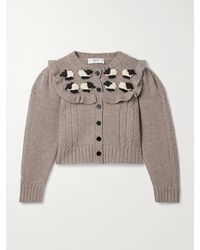 Sea - Benny Cardigan Aus Wolle Mit Zopfstrickdetails Und Applikationen - Lyst