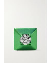 Eera - Boucle D'oreille Unique En Or Blanc Et Diamant Mini - Lyst