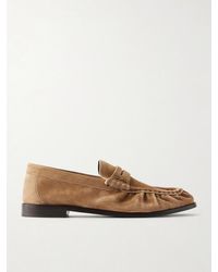 Saint Laurent - Le Loafer Cassandre-Embellished Suede Loafers - Lyst