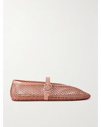 Alaïa - Patent Leather-Trimmed Mesh Ballet Flats - Lyst
