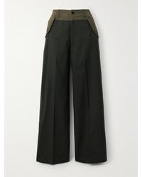 Sacai - Glen Shell-Trimmed Wide-Leg Wool Pants - Lyst