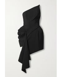 Mugler - Mini-robe Bustier Asymétrique En Serge À Fronces - Lyst