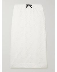 ShuShu/Tong - Bow-Embellished Satin-Trimmed Lace Midi Skirt - Lyst