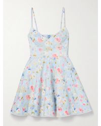 Zimmermann - Lucky Lace-Trimmed Floral-Print Linen Mini Dress - Lyst