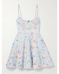 Zimmermann - Lucky Lace-Trimmed Floral-Print Linen Mini Dress - Lyst