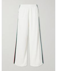 Gucci - Web-Trimmed Ribbed-Jersey Wide-Leg Pants - Lyst