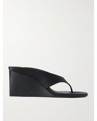 Alaïa - Satin Wedge Thong Mules - Lyst