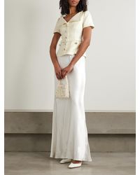 Self-Portrait Satin Diamante Maxi Dress in White | Lyst