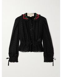 Valentino Garavani - Bead-Embellished Scalloped Broderie Anglaise Cotton Blouse - Lyst