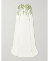 Oscar de la Renta - Cape-Effect Embellished Silk-Blend Crepe And Organza Gown - Lyst