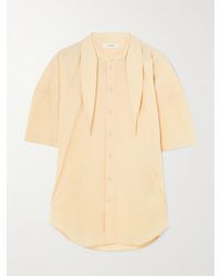 Lemaire - Tie-Neck Cotton-Muslin Shirt - Lyst