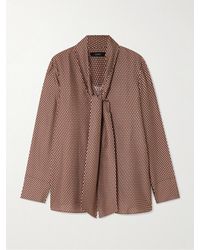 JOSEPH - Adele Bow-Detailed Printed Tencel And Silk-Blend Satin Blouse - Lyst