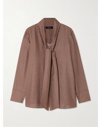 JOSEPH - Adele Bow-Detailed Printed Tencel And Silk-Blend Satin Blouse - Lyst