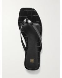 TOTEME - Croc-Effect Leather Flip Flops - Lyst