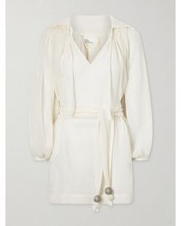 Lisa Marie Fernandez - Poet Belted Linen Mini Dress - Lyst