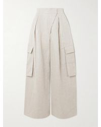 ANDRES OTALORA - Mi Memoria Pleated Linen Cargo Wide-Leg Pants - Lyst