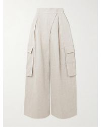 ANDRES OTALORA - Mi Memoria Pleated Linen Cargo Wide-Leg Pants - Lyst