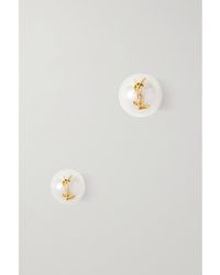 Saint Laurent - Tone Faux Pearl Earrings - Lyst