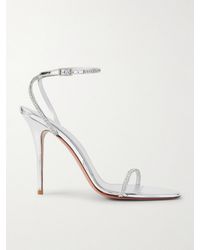 AMINA MUADDI - Diamante Crystal-Embellished Metallic Leather Sandals - Lyst