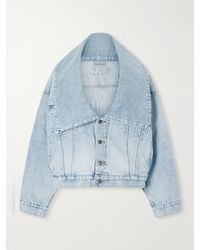 Balenciaga - Oversized-Collar Cropped Denim Jacket - Lyst