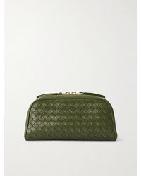 Bottega Veneta - Nodo Small Suede-Trimmed Intrecciato Leather Pouch - Lyst