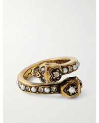 McQueen - Brass Skull Ring - Lyst