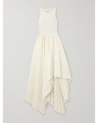 McQueen - Asymmetric Cotton-Jersey And Pleated Poplin Dress - Lyst