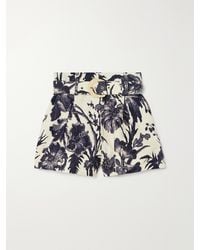 Cara Cara - Palmer Belted Pleated Floral-Print Linen Shorts - Lyst