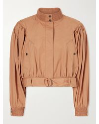 Chloé - Cropped Belted Gathered Cotton-Poplin Jacket - Lyst
