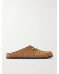 Gucci - Horsebit-Embellished Logo-Debossed Suede Slip-Ons - Lyst