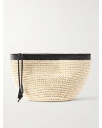 Hunting Season - Leather-Trimmed Raffia Clutch - Lyst
