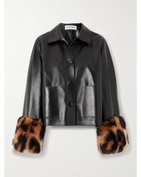 Loewe - Jacke Aus Glanzleder Mit Shearling-Besätzen Mit Leopardenprint - Lyst