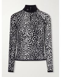 Perfect Moment - Leopard-Jacquard Thermal Half-Zip Stretch-Knit Base Layer - Lyst