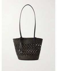 Hunting Season - Lattice Basket Leather-Trimmed Raffia Tote - Lyst