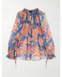 Etro - Floral-Print Silk-Chiffon Peplum Blouse - Lyst