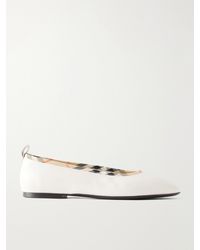 Burberry - Robin Check Trim Leather Ballet Flats - Lyst