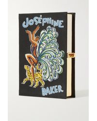 Olympia Le-Tan Josephine Baker Embroidered Appliquéd Canvas Clutch - Black