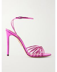 Aquazzura - Anima 105 Mirrored Metallic Leather Sandals - Lyst
