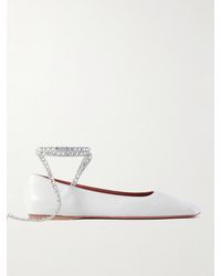 AMINA MUADDI - Ane Crystal-Embellished Leather Ballet Flats - Lyst
