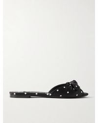 Dolce & Gabbana - Bianca Bow-Embellished Polka-Dot Satin-Twill Slides - Lyst