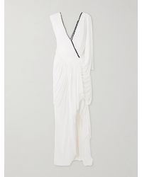 Christopher Esber - Sevi Cape-Effect Asymmetric Draped Silk Chiffon-Trimmed Jersey Midi Dress - Lyst