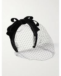Jennifer Behr - Rochel Voilette Bow-Embellished Velvet Veiled Headband - Lyst