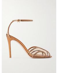 Gianvito Rossi - 95 Crystal-Embellished Metallic Leather And Pvc Sandals - Lyst