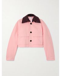 Bottega Veneta - Jacke Aus Biobaumwoll-Twill Mit Besatz Aus Intrecciato-Leder - Lyst