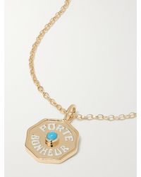 Marlo Laz - Mini Porte Bonheur Coin 14-Karat, Enamel And Necklace - Lyst