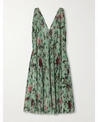 La DoubleJ - Twirling Floral-Print Plissé-Chiffon Maxi Dress - Lyst