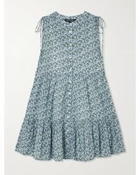 Veronica Beard - Yulianna Tiered Floral-Print Cotton-Blend Voile Mini Dress - Lyst