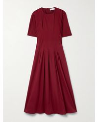 Proenza Schouler - Ainsley Midikleid Aus Gebürstetem Twill Aus Einer Baumwollmischung Mit Falten - Lyst